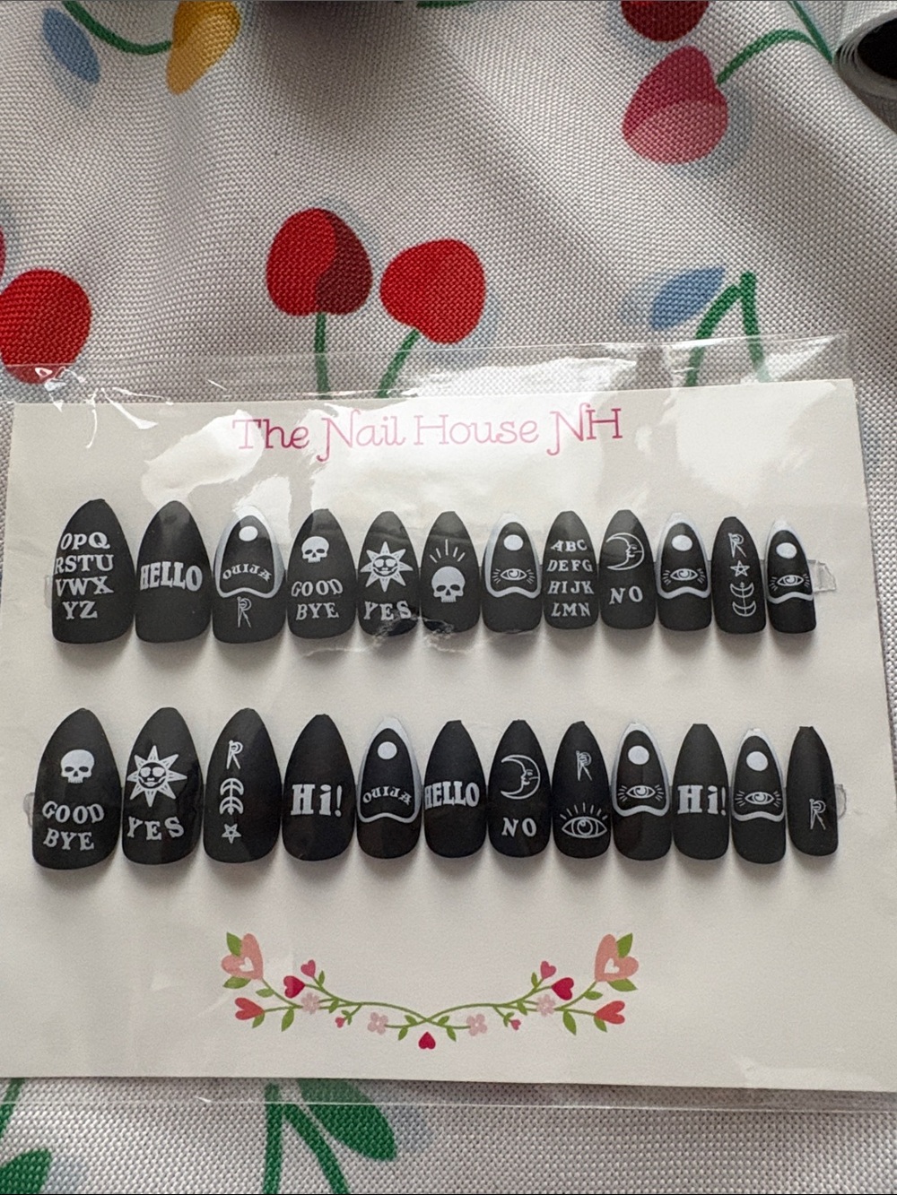 The Nail House Black Ouija Gothic Hand painted Press-On Nail Set